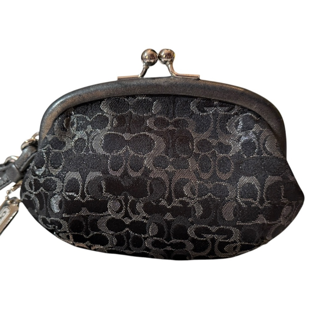 Coach Optic Signature Lurex Framed Black Wristlet/Pouch